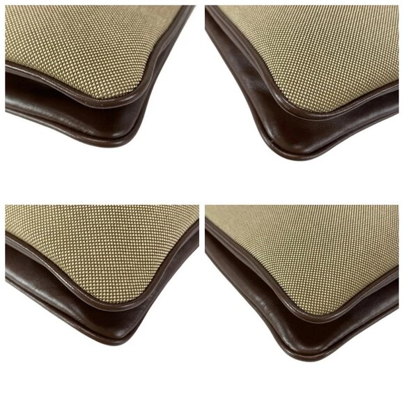 PRADA Logo Jacquard - Khaki Dark Brown Jacquard Leather Shoulder Bag 684-081625 - Picture 6 of 14